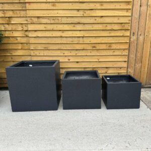 3 Granito Cube Planters – Charcoal Grey