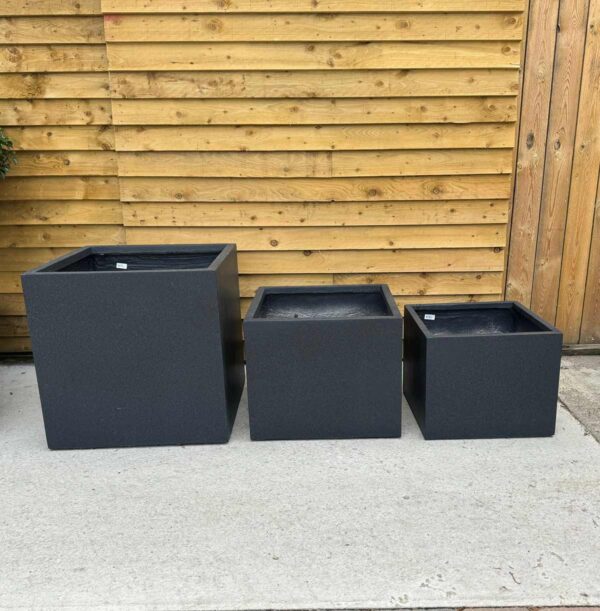 3 Granito Cube Planters – Charcoal Grey