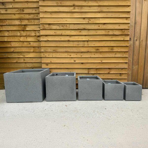 5 Granito Cube Planters – Light Grey